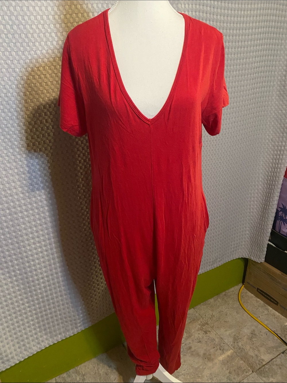 Smash + Tess Red V-Neck Short-Sleeve Jumpsuit